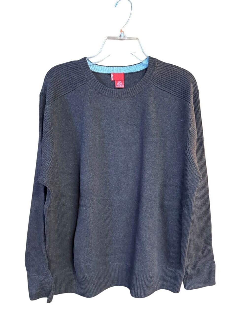 Levi Mens Brown Cotton Ribbed Crew Neck Sweater Sz L